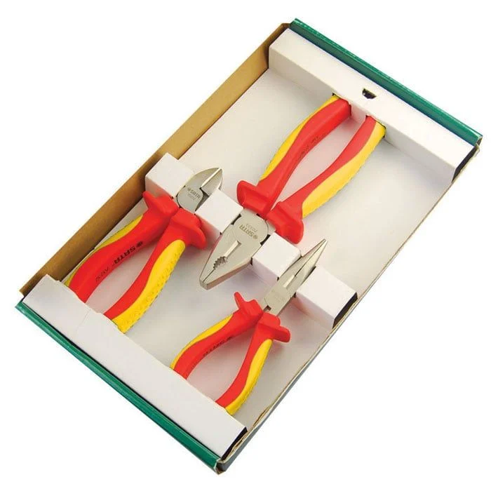 Bộ kìm cách điện VDE 1000V gồm 3 chi tiết cao cấp SATA 09261