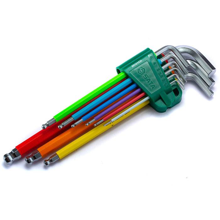 Bộ lục giác bi thân dài chống trượt gồm 9 chi tiết hệ mét SATA 09101CH