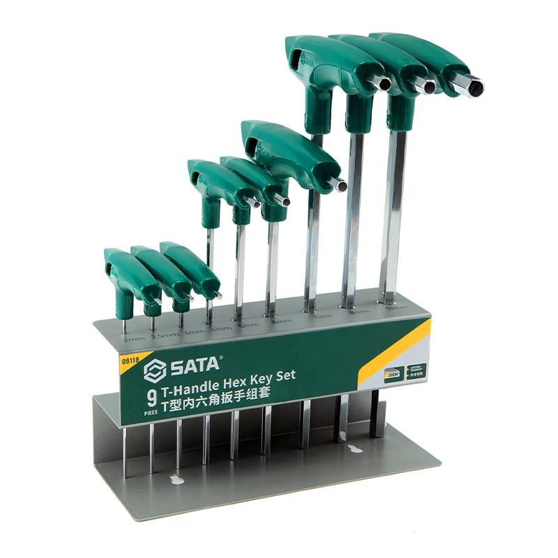 Bộ lục giác chữ T gồm 9 chi tiết (hệ mét) cao cấp SATA 09118
