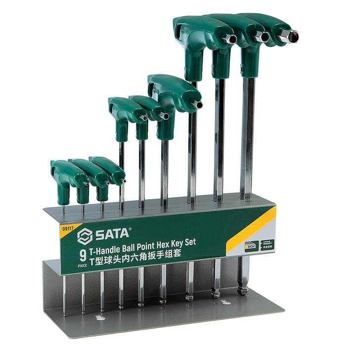 Bộ lục giác chữ T đầu bi 9 chi tiết (hệ mét) SATA 09117