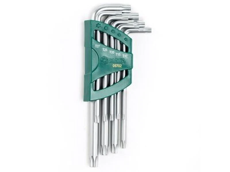 Bộ lục giác đầu sao (Torx) loại dài có lỗ gồm 9 chi tiết SATA 09702