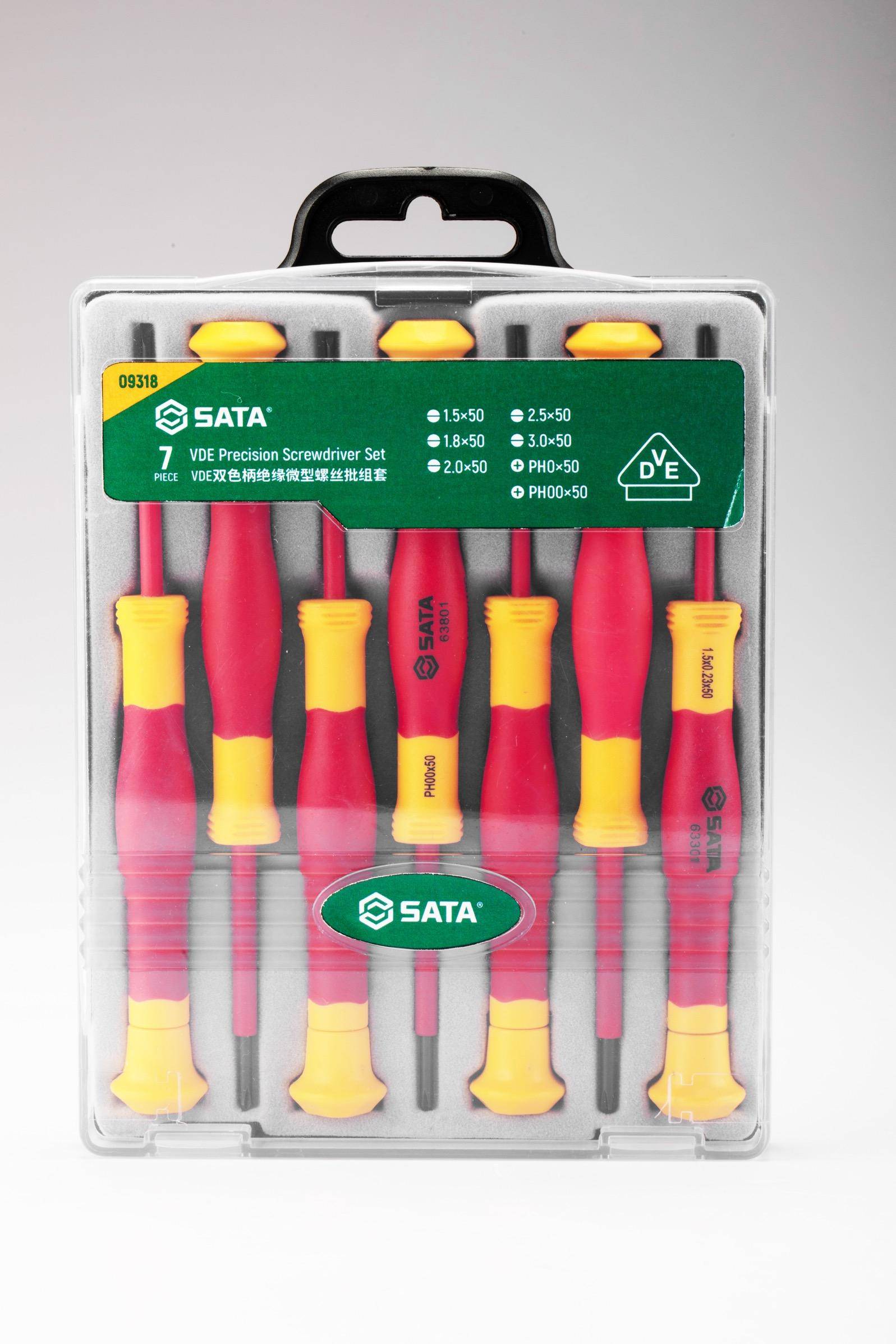 Bộ 7 chi tiết tua vít điện tử siêu nhỏ cách điện 1000V VDE SATA 09318