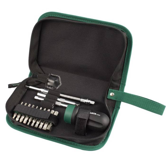 Bộ tua vít bánh cóc cán lùn tự động 25 chi tiết cao cấp SATA 09342