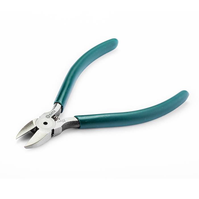 Kìm cắt linh kiện điện tử 5 inch (125mm) mũi cong có lò xo trợ lực SATA 70632