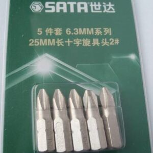 Bộ 5 mũi vít bake (vít 4 cạnh) PH2 dài 25mm chuôi lục giác 1/4″ SATA 59223