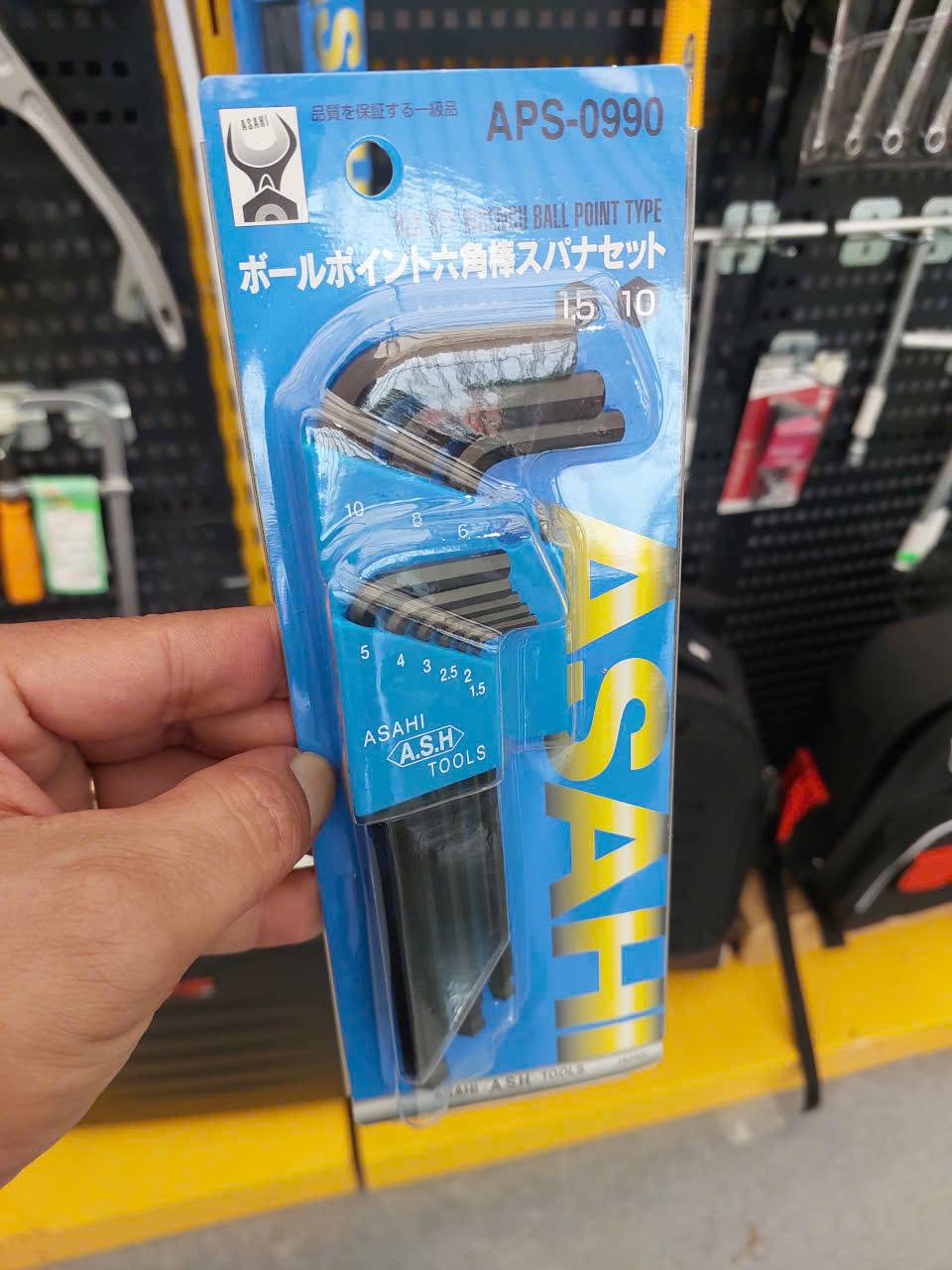 Bộ lục giác đầu bi loại dài 9 chi tiết (1.5 – 10mm) ASAHI APS-0990