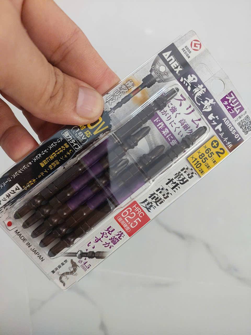 Vỉ 5 Mũi vặn vít 2 đầu có từ tính Anex ABRS5-01