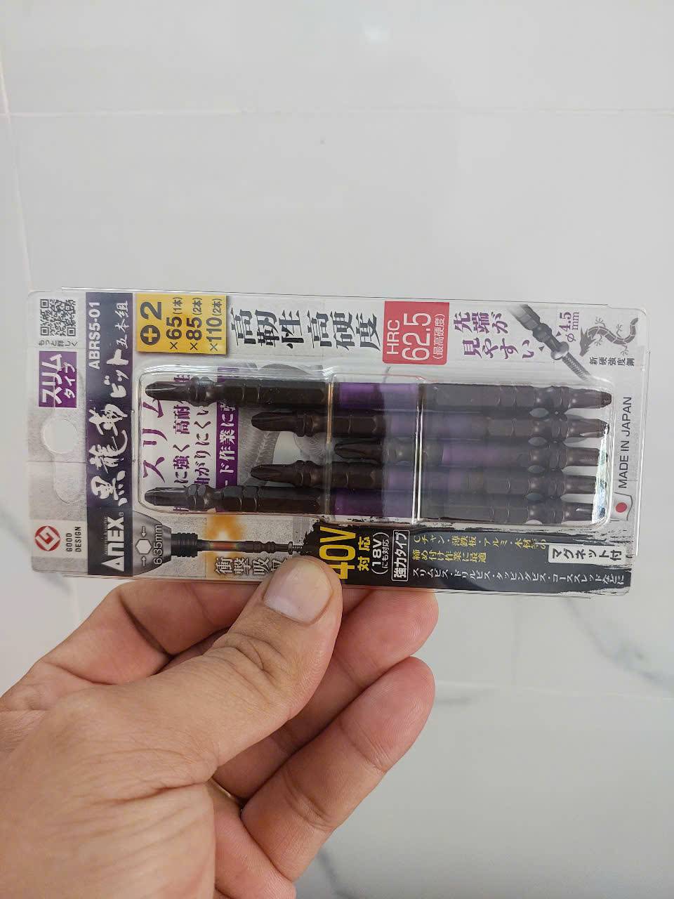 Vỉ 5 Mũi vặn vít 2 đầu có từ tính Anex ABRS5-01