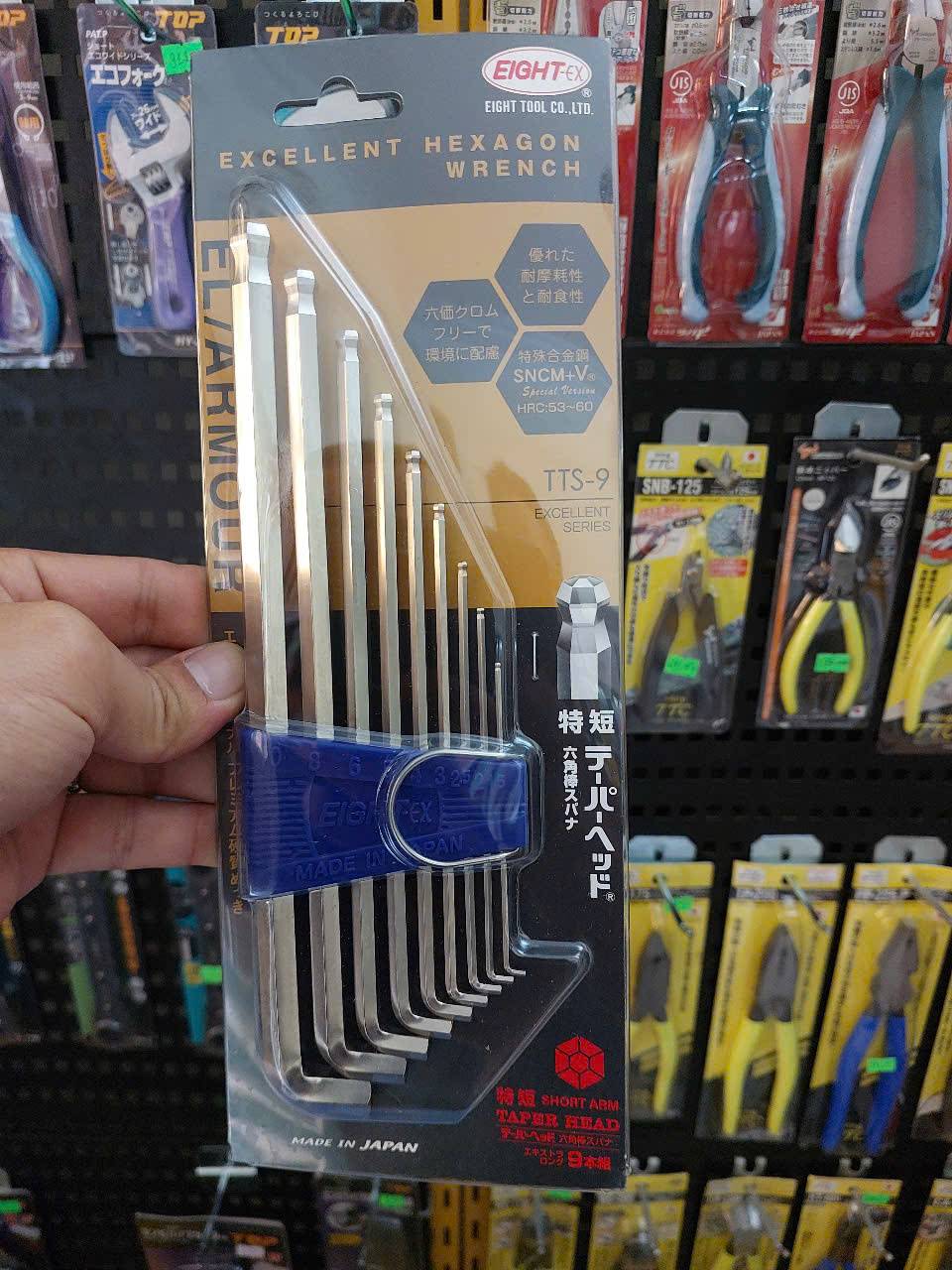 Bộ lục giác đầu bi dài cần ngắn gồm 9 chi tiết (1.5 – 10mm) EIGHT TTS-9
