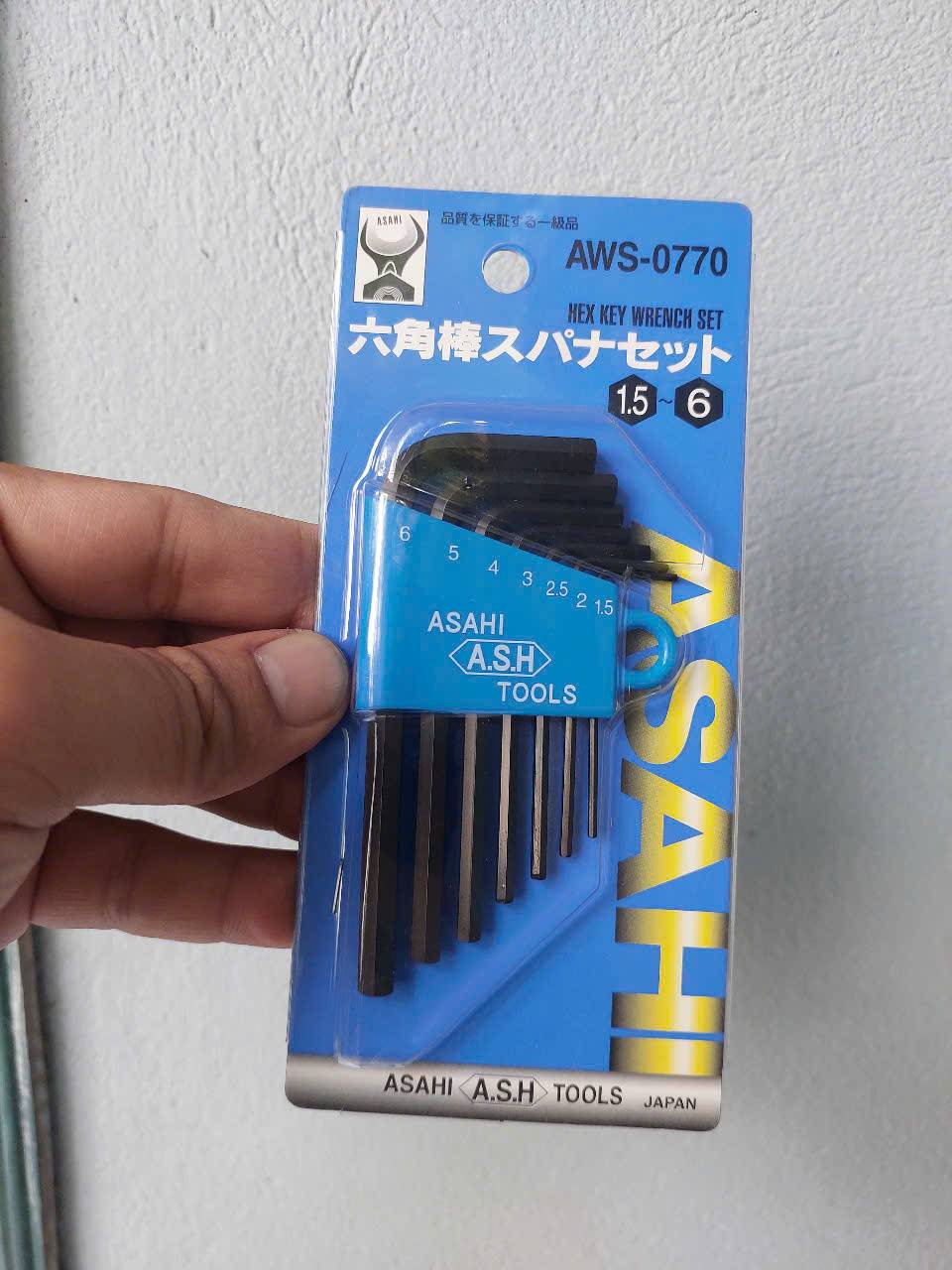 Bộ lục giác thường dáng ngắn gồm 7 chi tiết (1.5 – 6mm) cao cấp ASAHI AWS-0770