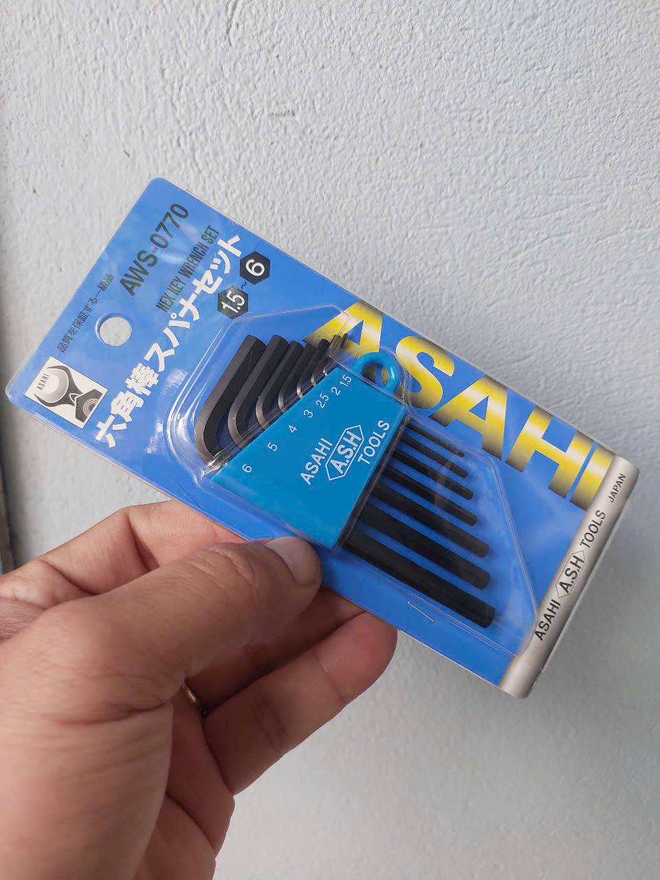 Bộ lục giác thường dáng ngắn gồm 7 chi tiết (1.5 – 6mm) cao cấp ASAHI AWS-0770