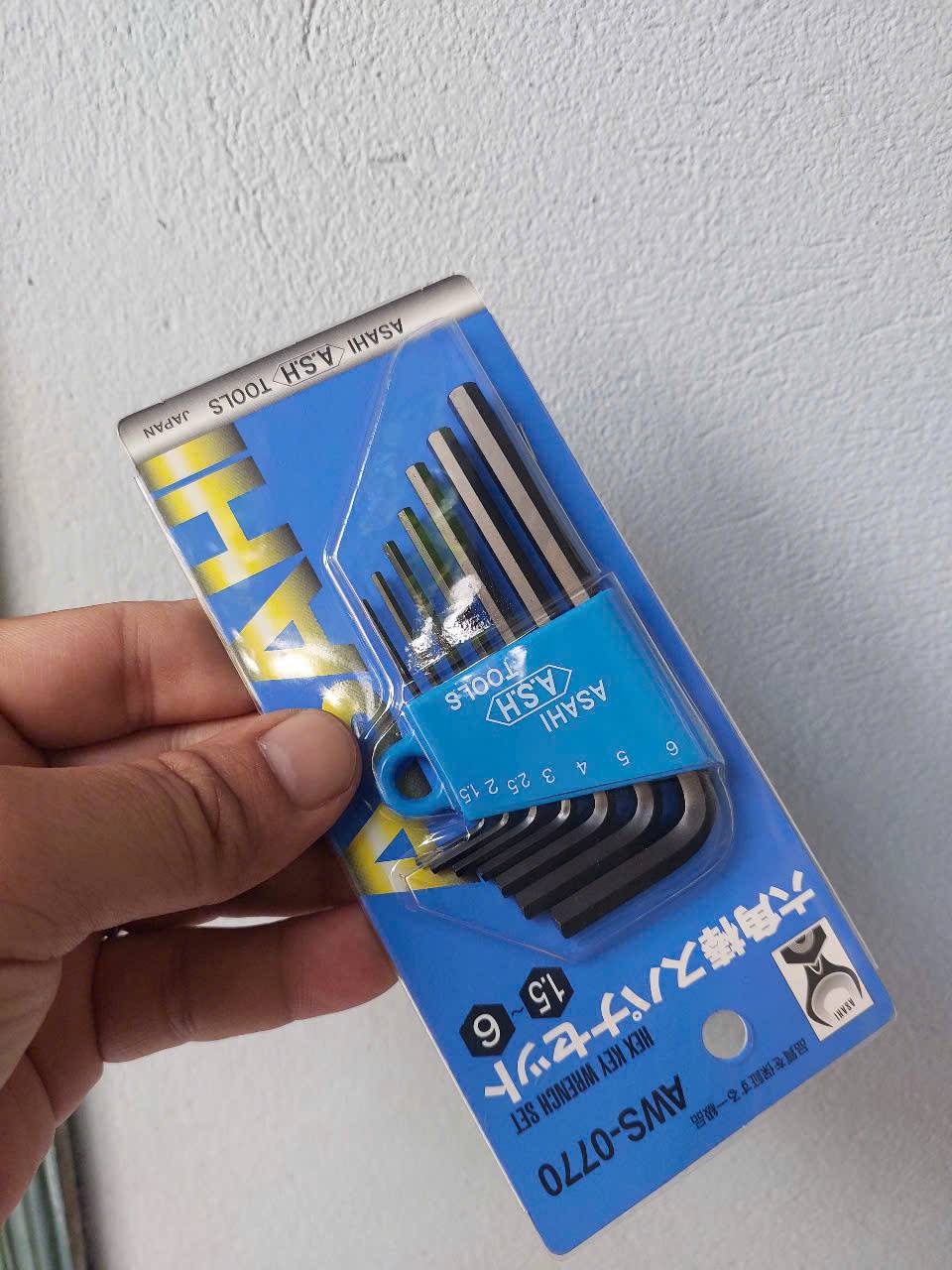 Bộ lục giác thường dáng ngắn gồm 7 chi tiết (1.5 – 6mm) cao cấp ASAHI AWS-0770