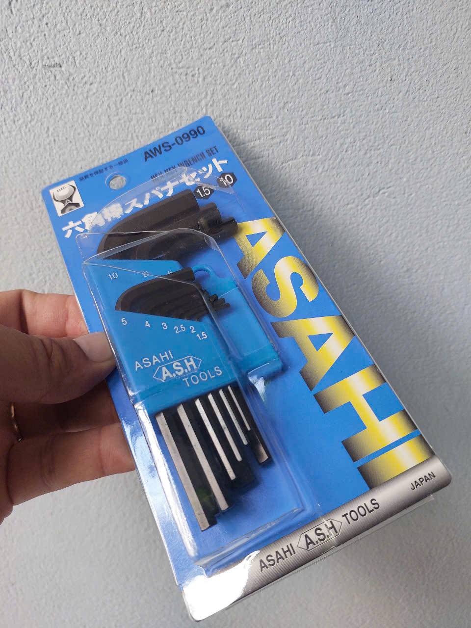 Bộ lục giác thường dáng ngắn gồm 9 chi tiết (1.5–10mm) ASAHI AWS-0990