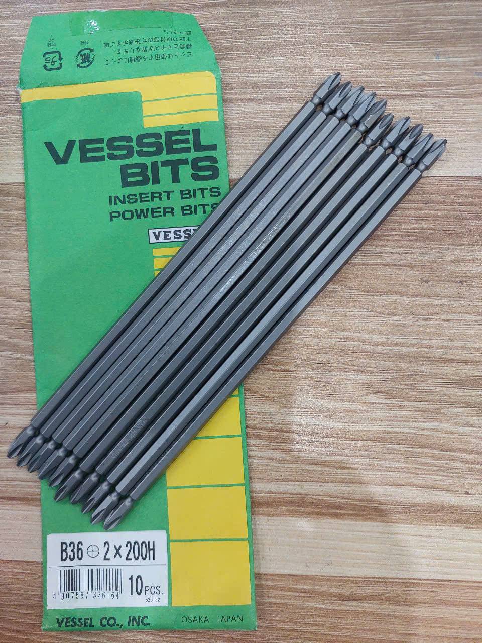 Bộ 10 mũi vít hai đầu (Driver Bit) chất lượng cao Vessel B36+2X200