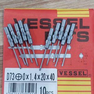 Bộ 10 mũi bắt vít chính xác (Precision Bit) cao cấp VESSEL D73 +0x1.4x20x40