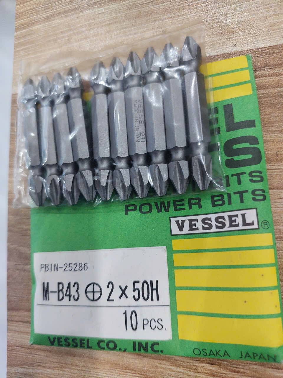 Bộ 10 mũi vít hai đầu có từ tính cao cấp VESSEL M-B43 +2x50H