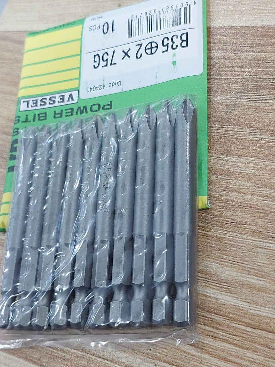 1790501922953_2154461912575766586_g3058378118654709933_bee799837a7f6a4133b1159f623d5bdd Bộ 10 mũi bắt vít công nghiệp một đầu (Industrial Bit) chất lượng cao VESSEL B35+2x75G