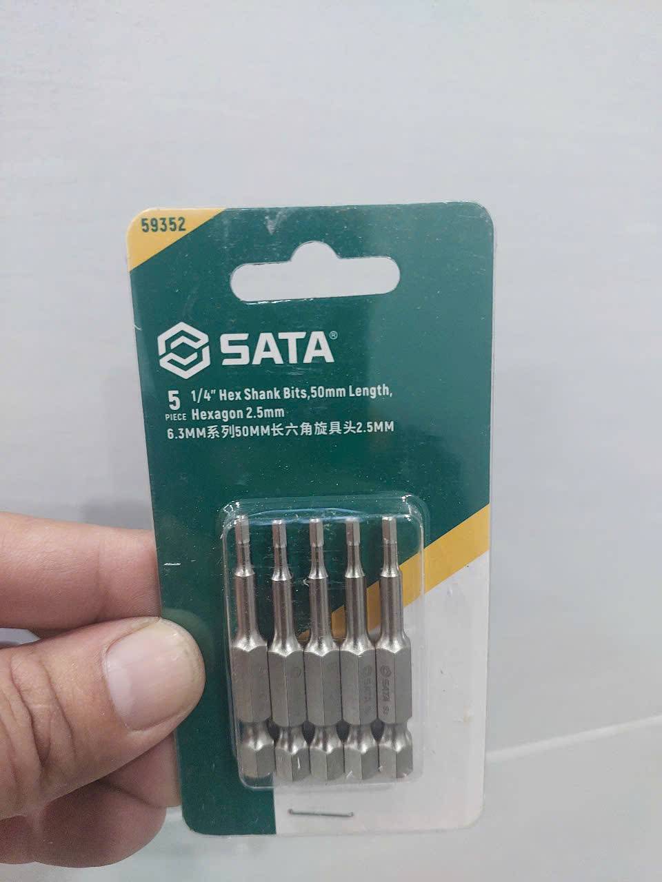 Bộ 5 mũi vặn vít đầu lục giác (Hex) kích thước 2.5mm SATA 59352