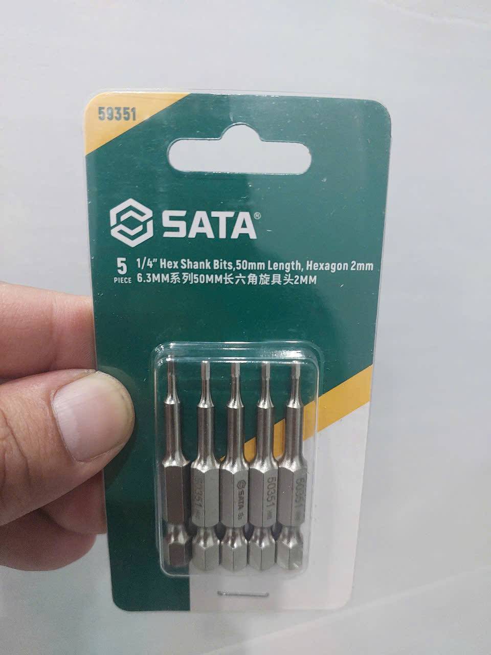 Bộ 5 mũi vặn vít đầu lục giác (Hex) kích thước 2.0mm x 50mm SATA 59351