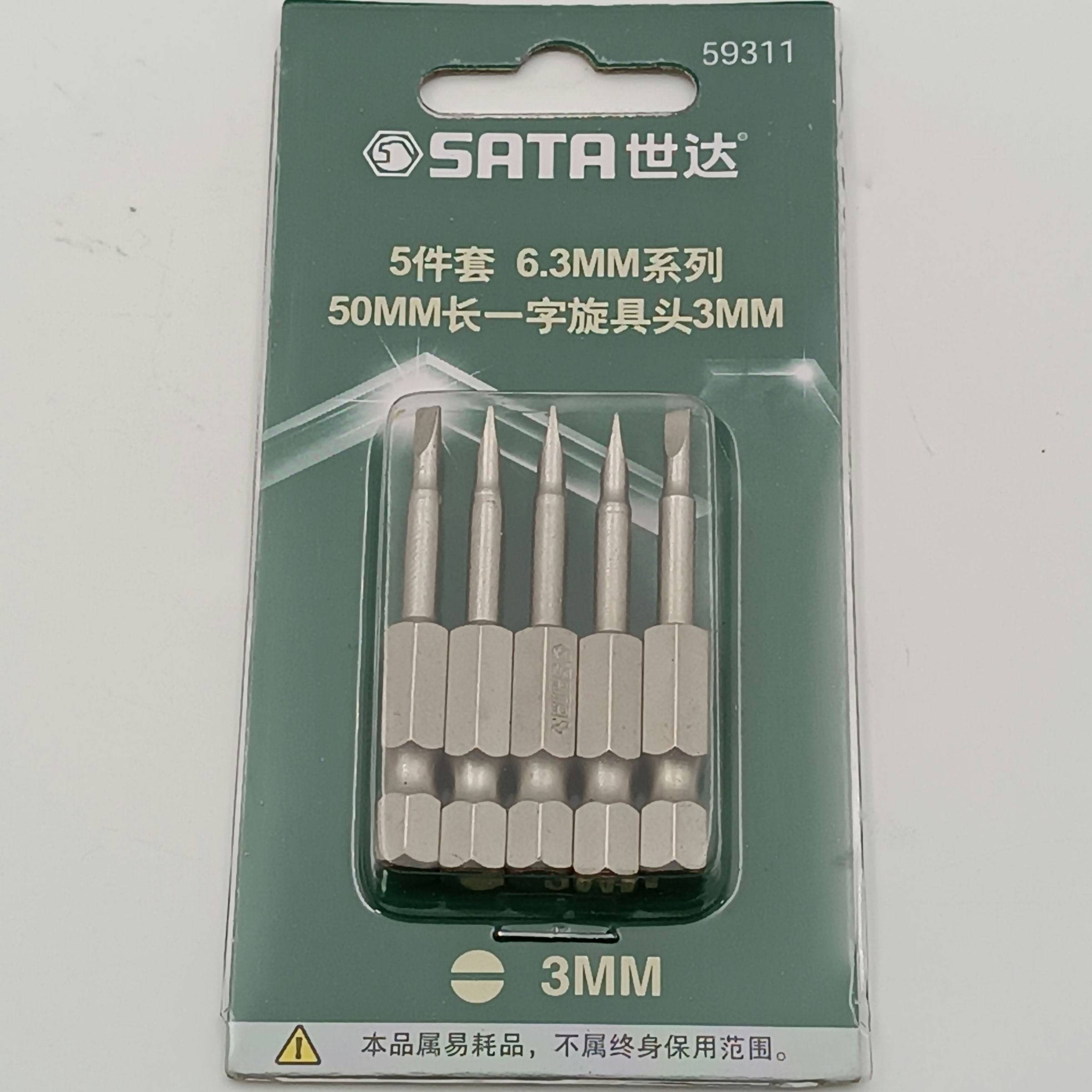 Bộ 5 đầu mũi vít vặn dẹp 1/4 inch (3mm x 50mm) SATA 59311