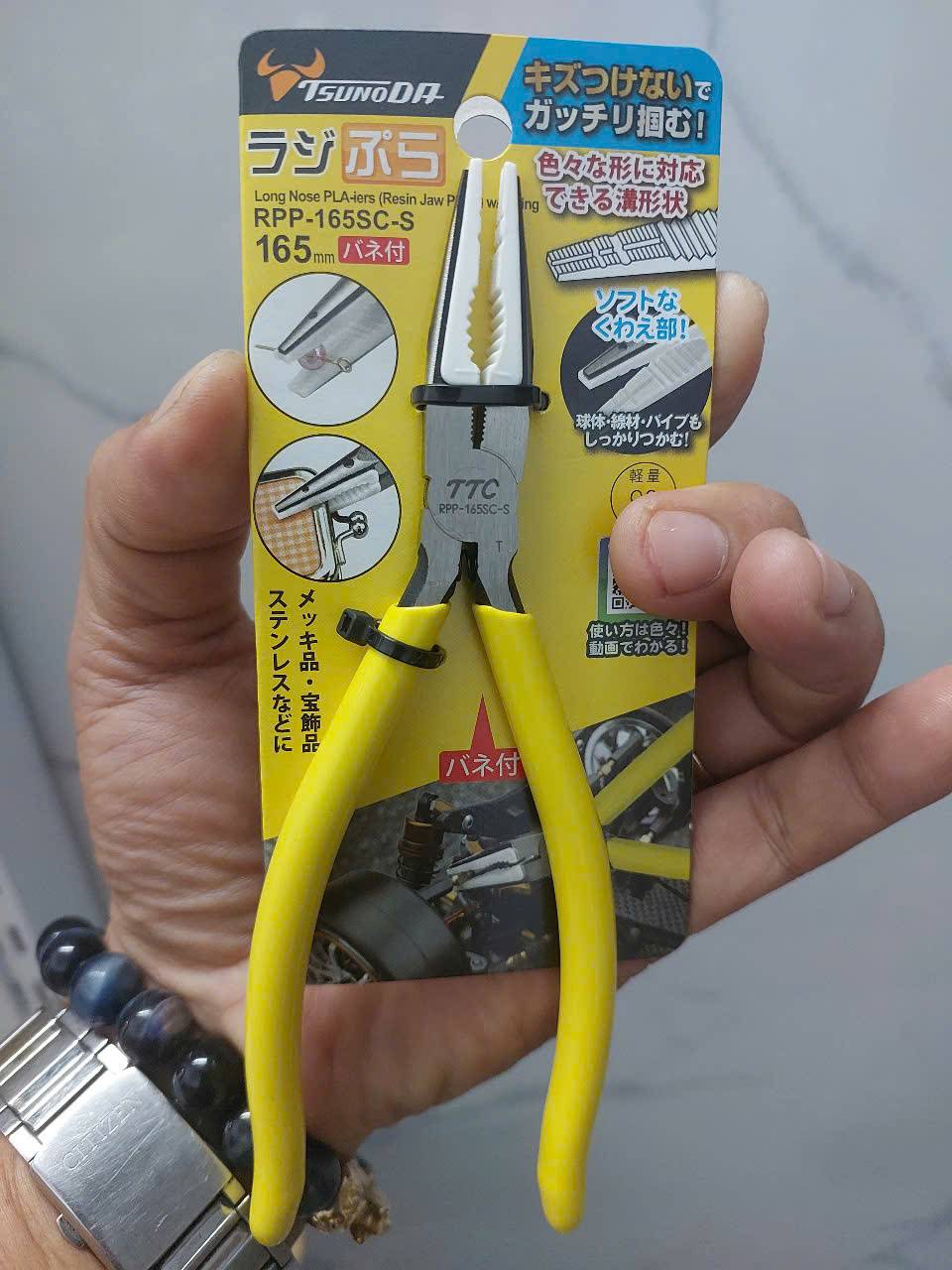 Kìm mỏ nhọn hàm nhựa chống trầy Tsunoda RPP-165SC-S