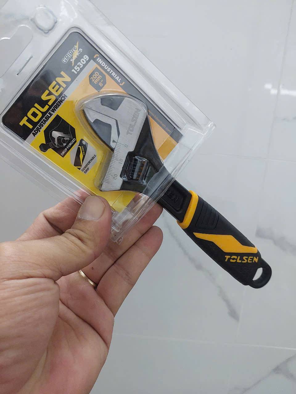 Mỏ lết công nghiệp cán nhựa đen 8 inch (200mm) cao cấp Tolsen 15309