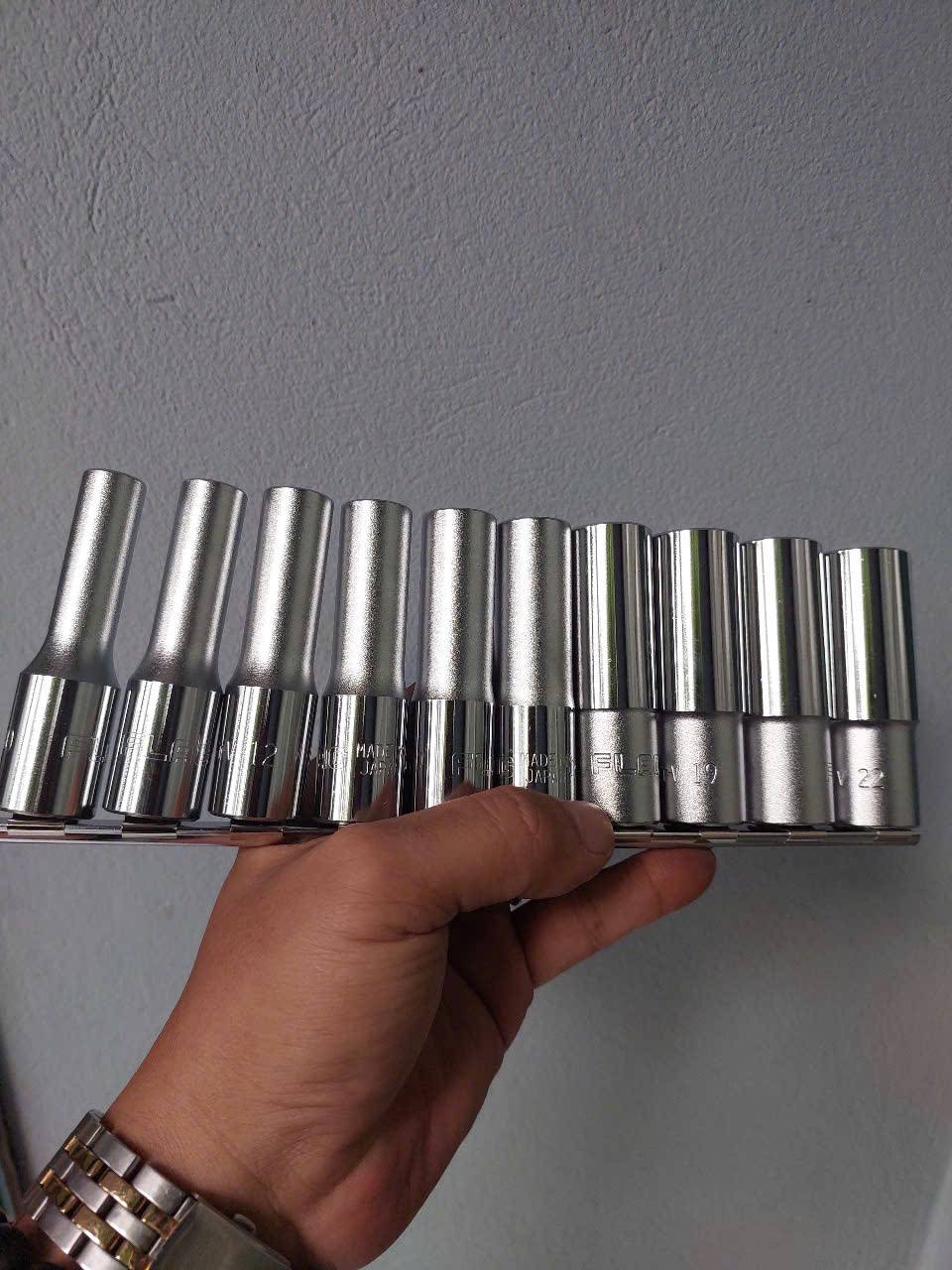 Bộ đầu khẩu 6 cạnh cỡ 1/2″ dáng dài gồm 10 chi tiết FLAG RSD4-10