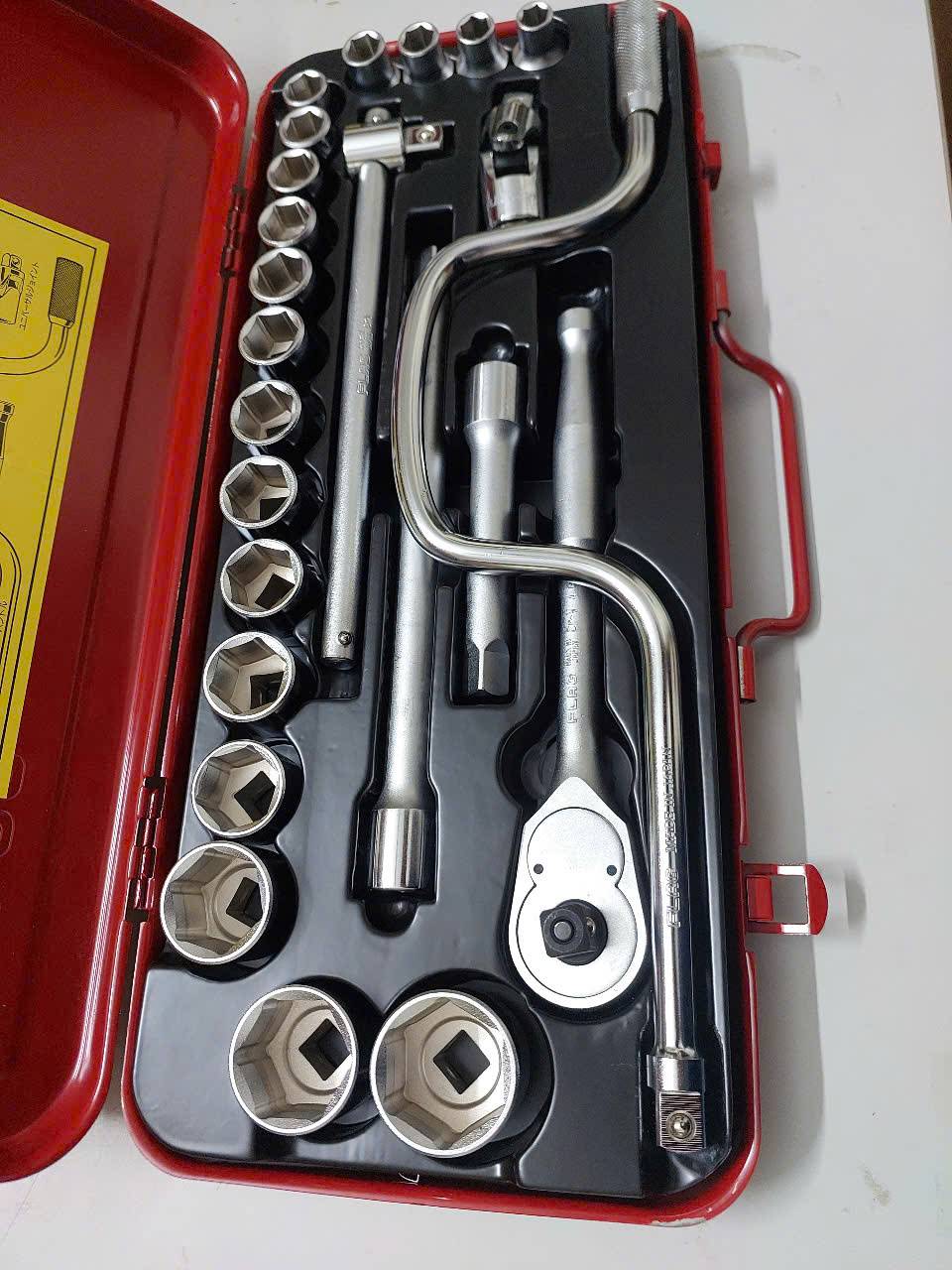 Bộ đầu tuýp/khẩu 6 cạnh kích thước 1/2 inch gồm 25 chi tiết hệ mét FLAG No.F-425M-D