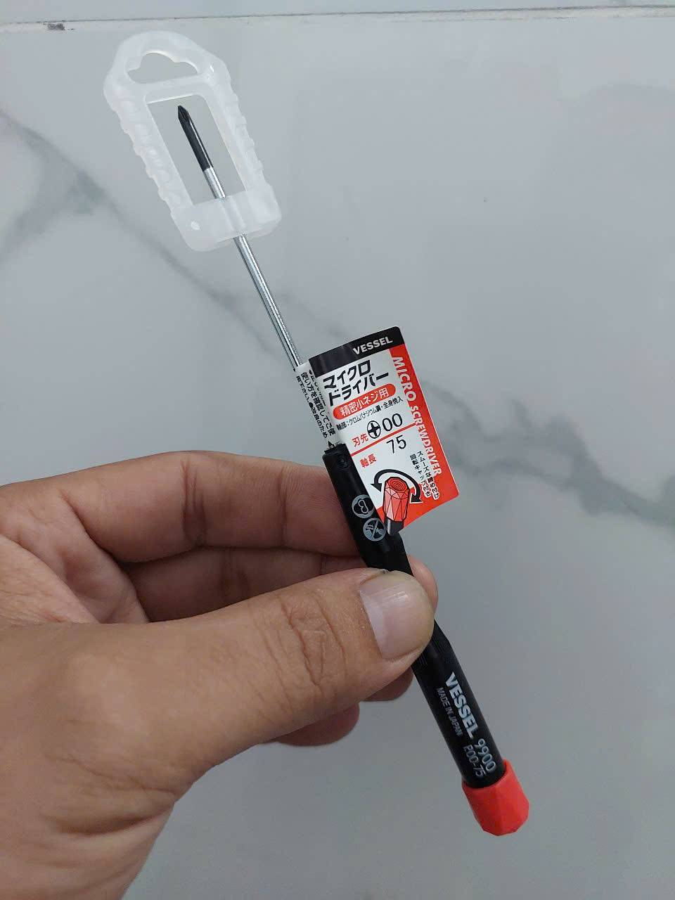 Tua vít điện tử siêu nhỏ (Micro Screwdriver) cao cấp Vessel No.9900+00×75(nắp đỏ nội địa Nhật)