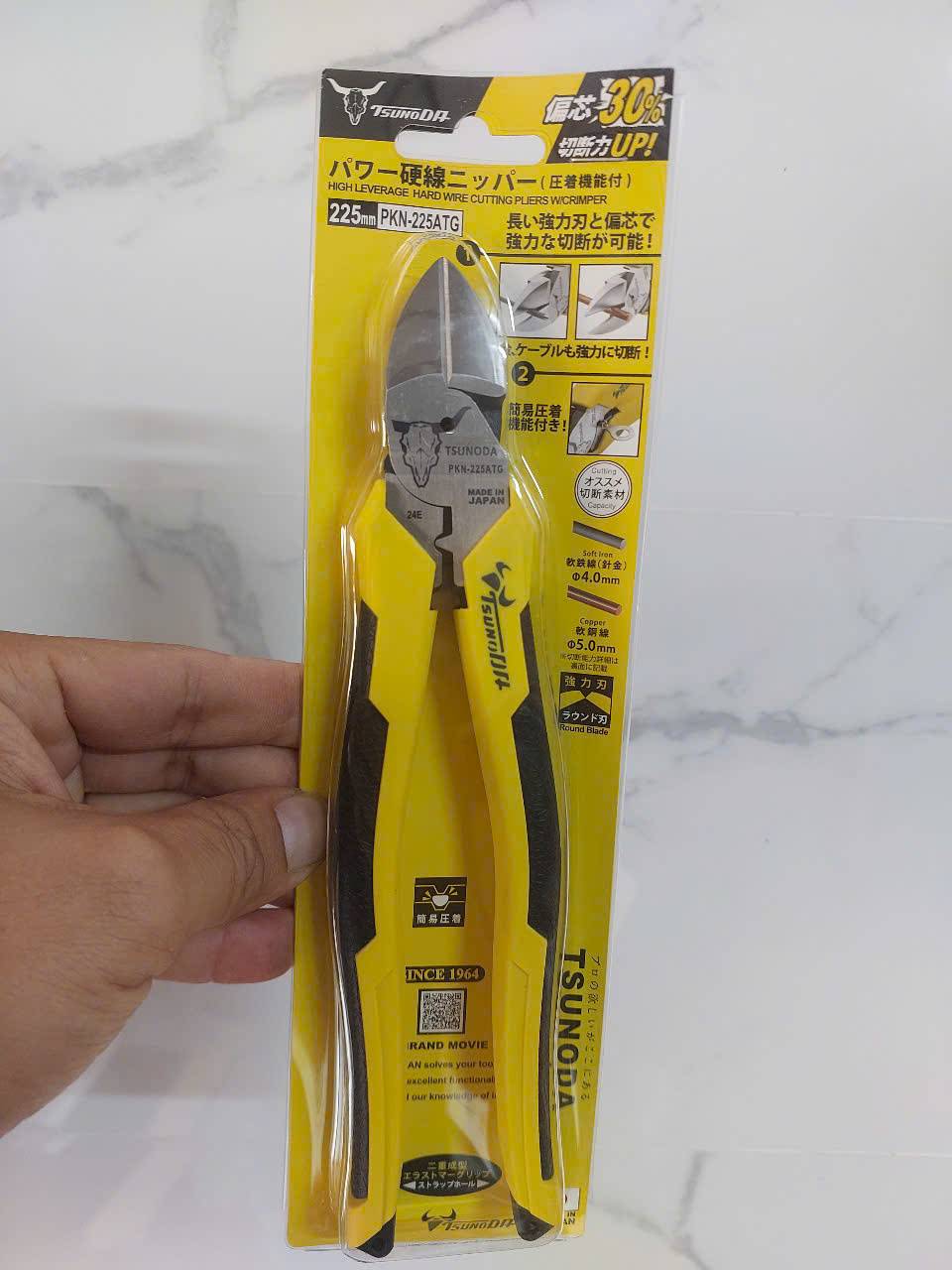 Kìm cắt dây cứng có bấm cos loại cán đúc dài 225mm (9 inch) Tsunoda PKN-225ATG