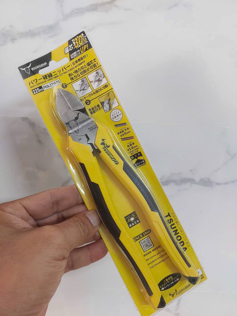 Kìm cắt dây cứng có bấm cos loại cán đúc dài 225mm (9 inch) Tsunoda PKN-225ATG