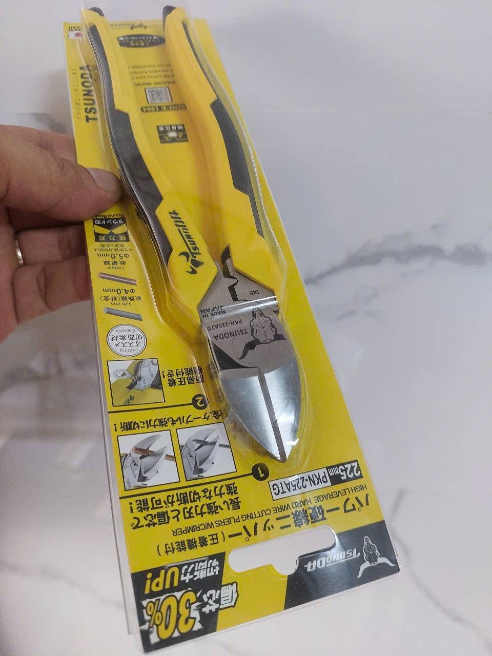 Kìm cắt dây cứng có bấm cos loại cán đúc dài 225mm (9 inch) Tsunoda PKN-225ATG
