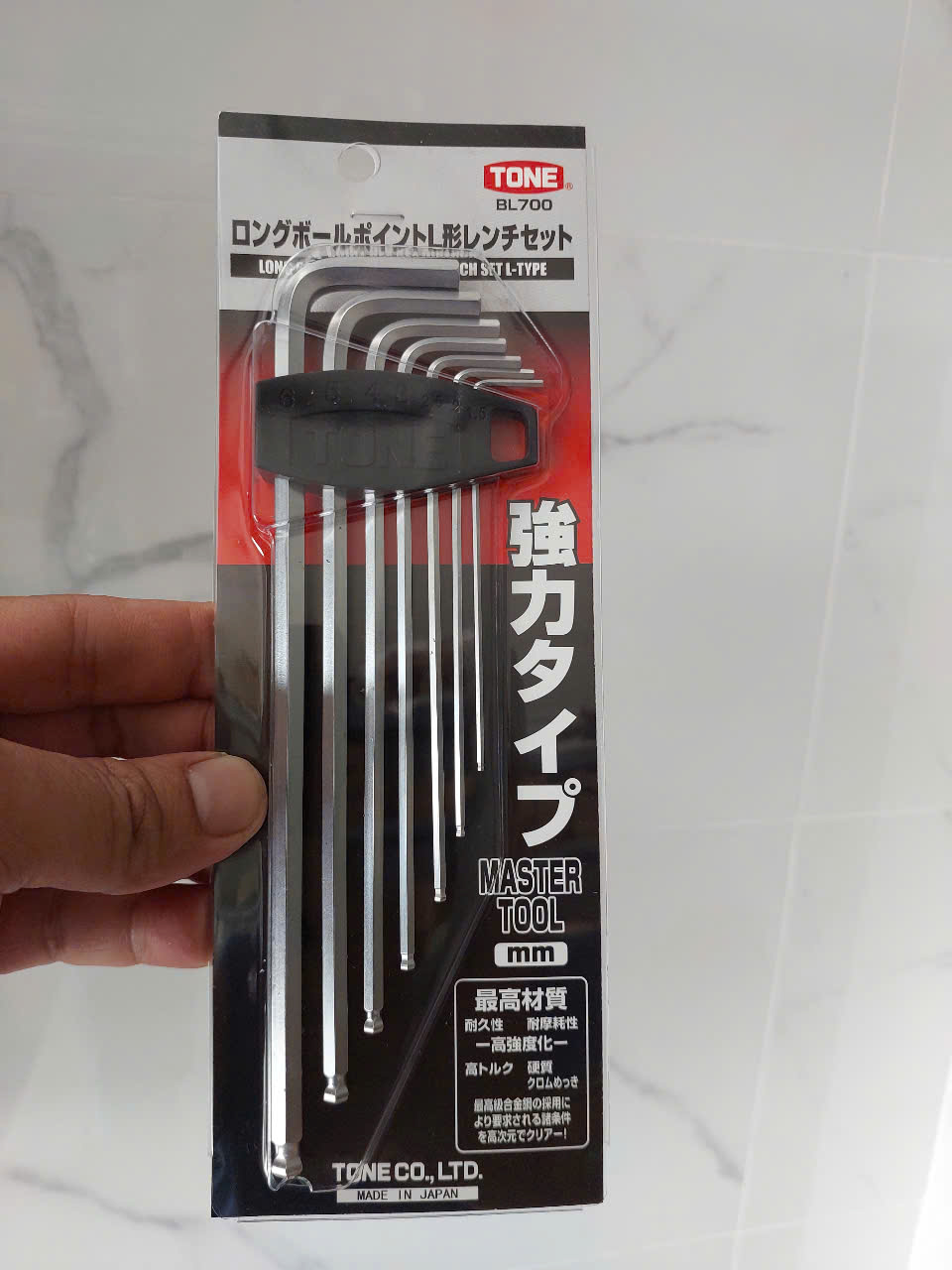 Bộ lục giác đầu bi chữ L thân dài gồm 7 chi tiết TONE BL700